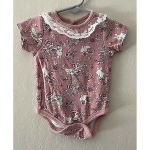 Bunny Rabbit Pink Baby Girl Bodysuit Lace Flowers Easter One Piece Kyle 12m 12 M